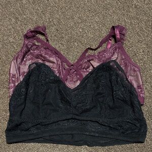 Torrid Lace Bralette Duo - Black and Purple
